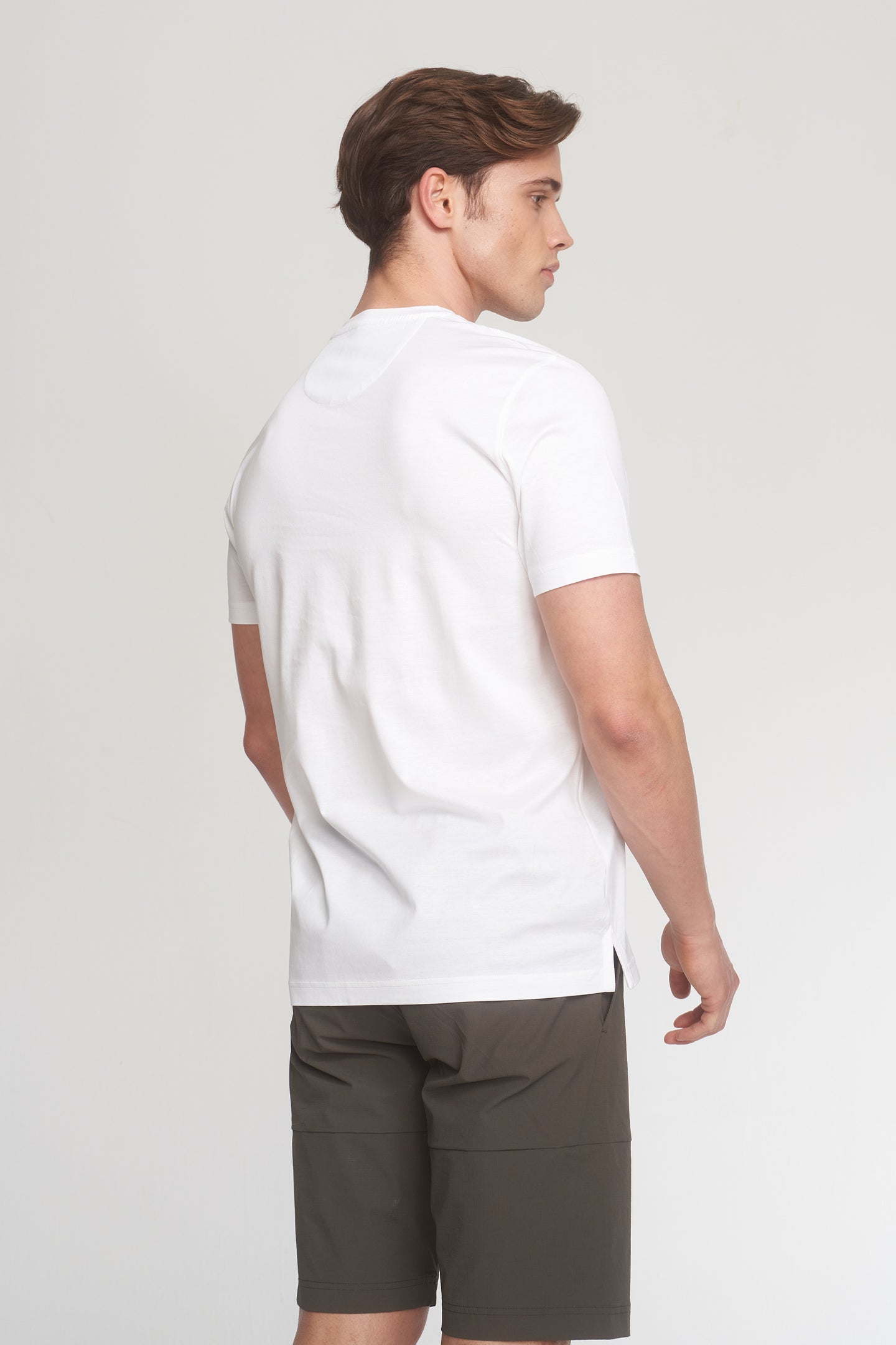 White Mercerized Cotton Graphic T-Shirt